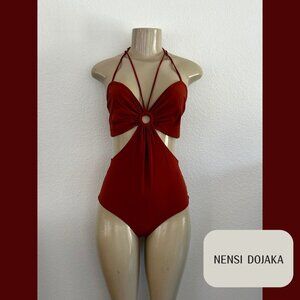 Nensi Dojaka | Red Cut-Out One Piece Swimsuit